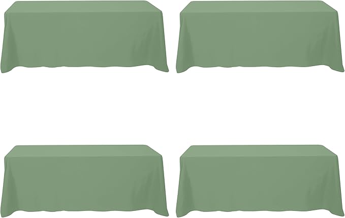 BRILLMAX 4 Pack Sage Green Tablecloths for 8 Foot Rectangle Tables 90 x 156 Inch - 8ft Rectangular Bulk Linen Polyester Fabric Washable Cloth Cover for Wedding Reception Banquet Birthday Party