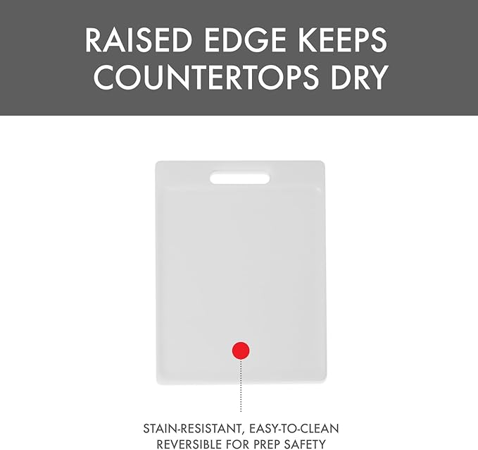 Dexas NSF Certified Polysafe Cutting Board with Handle, 8.5 x 11 Inches, Reversible Kitchen Cutting Board, White