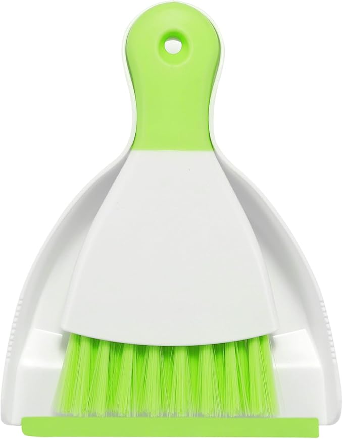 NACENA Mini Dustpan and Brush Set, Small Broom and Dustpan Set Dust Pan and Mini Hand Broom Dustpan and Broom Combo Compact for Home Table Keyboards Sofa Kitchen Pets, Green