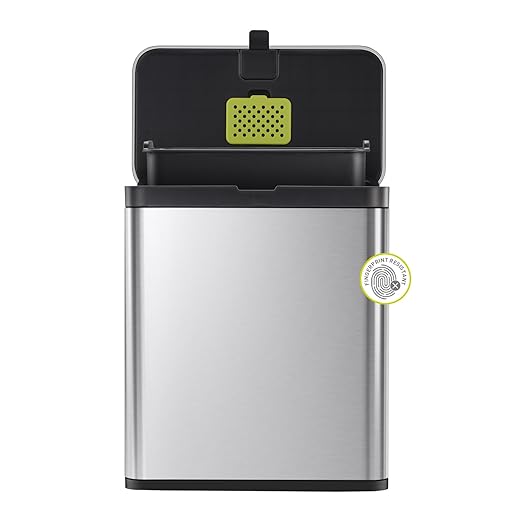 EKO Kitchen Compost Bin, 7L / 1.85 Gal Stainless Steel with Removable Inner Bucket and Deodorizer Compartment, 2-in-1 Countertop Compost Bin with Lid, Food Waste Caddy for Kitchen (MMT & Black Finish)