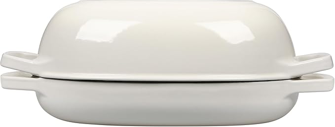 Enameled Cast Iron Oval Dutch Oven Pot with Lid, Dutch Oven for Sourdough Bread Baking, Oval Bread Pan, 5qt, White