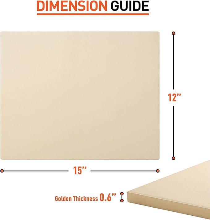 Pizza Stone for Oven and Grill 15 x 12 Inch, Rectangular Baking Stone for Bread, Heavy Duty Ceramic Pizza Pan, Thermal Shock Resistant Safe for Bread, Pies and More