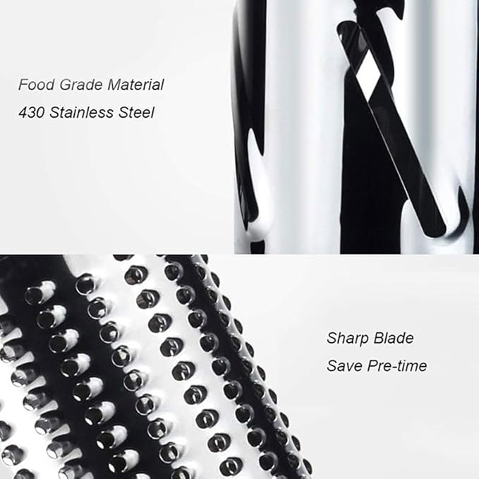 Rotary Cheese Grater with Handle: Cheese Grater with 3 Stainless Steel Blades, High Efficiency Easy Clean Grater, Non-Slip Suction Cheese Shredder, Rotary Grater Ideal For Cheese And More-Black