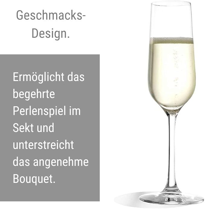 Stölzle Lausitz Champagne Glasses Revolution Set of 6, 6 3/4 oz – Elegant Crystal Glasses Ideal for Champagne, Prosecco & Sparkling Wines – Dishwasher Safe & Made in Germany