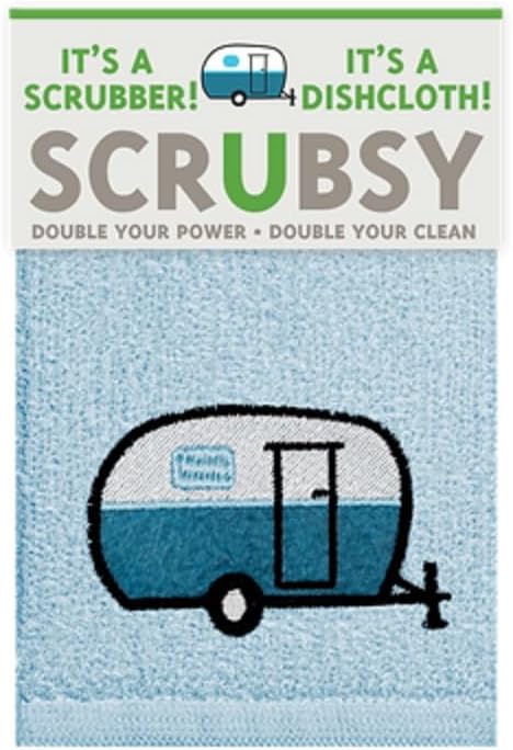 MÜkitchen SCRUBSY 100% Cotton Kitchen Dish Cloth with Built in Scrubber | Various Designs and Super Absorbant (Camper)