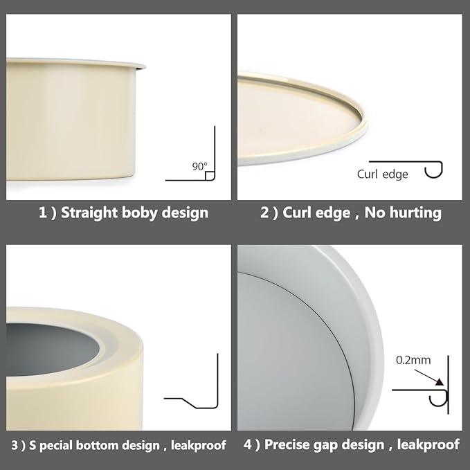 Guowall 6 inch Cake Pan with Removable Bottom Carbon Steel Round Shaped Cheesecake Tin Nonstick Chiffon Cake Mould for Baking - Cream Color