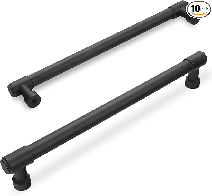 10 Pack Matte Black Cabinet Pulls 7.5 Inch(192mm) Hole Centers Kitchen Cabinet Handles Black Drawer Pulls