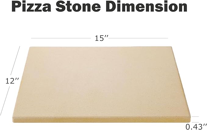 2 Pack Pizza Stone,Rectangle Heavy Duty Cordierite Pizza Pan for Oven and Grill,15 x 12"Baking Stone for Pizza,Bread and BBQ