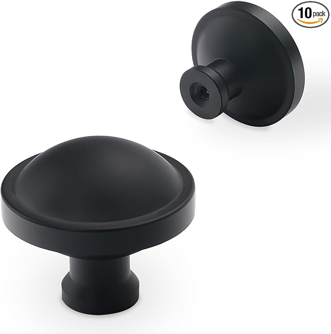 10 Pack Matte Black Kitchen Cabinet Knobs - Black Drawer Knobs - Solid Cupboard Knobs