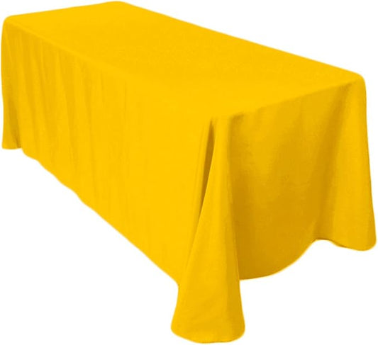 LinenTablecloth 90 x 156-Inch Rectangular Polyester Tablecloth with Rounded Corners, Gold