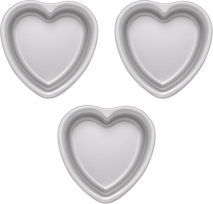 5 × 2 Inch heart cake pans,Set of 3, Aluminum Heart Cake Mold,Small Cake Pan, Heat Resistant Baking Cake Pan for Wedding, Party, Family Occasions, Chocolate. (5 × 2 Inch heart cake pan,Set of 3)