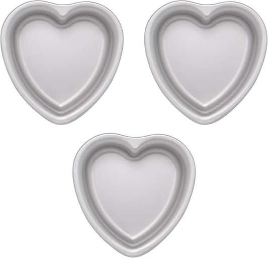 5 × 2 Inch heart cake pans,Set of 3, Aluminum Heart Cake Mold,Small Cake Pan, Heat Resistant Baking Cake Pan for Wedding, Party, Family Occasions, Chocolate. (5 × 2 Inch heart cake pan,Set of 3)