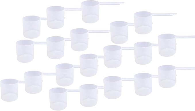 67 mL Plastic Measuring Packaging Scoop (=67 cc/ = 4.53 Tablespoon/ = 2.36 fl oz/ = 0.28 Cup), Long Handle - to Measure and Dispense Spices, Granules, Powders, for Seeds Packing (20)