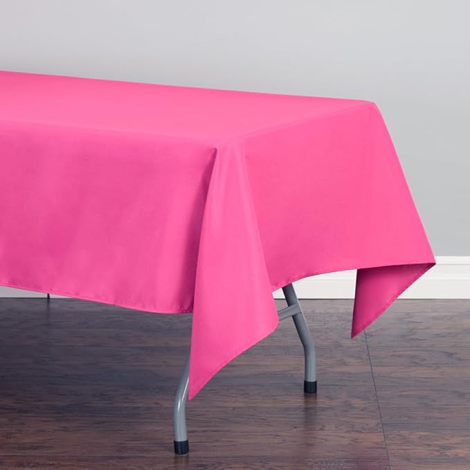 LTC LINENS 2 Pack Fuchsia Rectangular Tablecloths 60 x 102 Inches for 6 Feet Rectangle Banquet Tables with Half-Drop -Stain and Wrinkle Resistant Polyester Fabric Cloth Table Covers for Party, Wedding