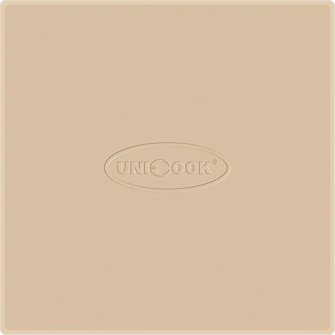 Unicook Pizza Stone for Oven and BBQ Grill, 13 Inch Square Baking Stone for Bread, Cordierite Thermal Shock Resistant Pizza Making Accessory for Oven and Grill, Including Dough Scraper