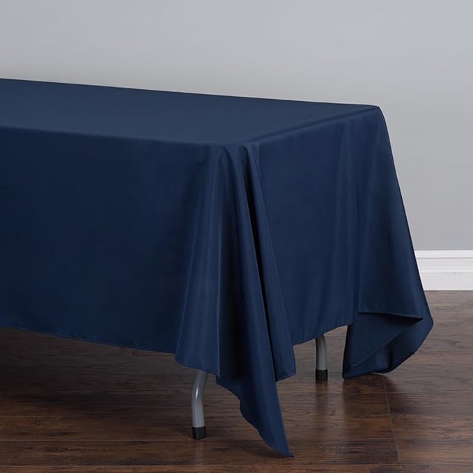LinenTablecloth 70 X 120 in. Rectangular Polyester Tablecloth Navy Blue