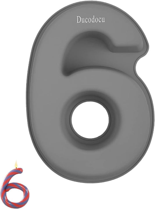 Ducodocu 3D Silicone Cake Pans Large Number Cake Mould Novelty Cake Tins DIY Baking Mold for Birthday Wedding Anniversary 10 inch Number of 6