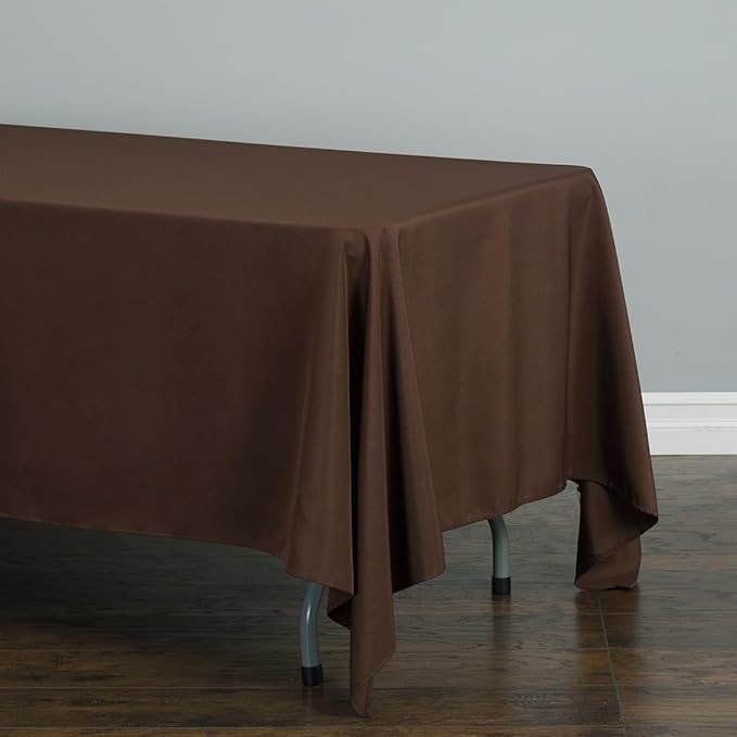 LTC LINENS 2 Pack Chocolate Rectangular Tablecloths 70 x 120 Inch for 6 or 8 ft Brown Rectangle Banquet Tables with Half-Drop - Stain and Wrinkle Resistant Polyester Cloth Table Covers for Parties