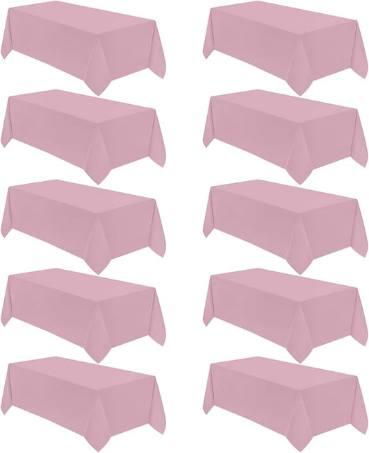 VidaFete Tablecloth 10 Pack 90 * 132inch Rectangle Table Cloth Polyester, Stain Wrinkle Resistant Polyester Dining Table Cover for Kitchen Dinning Party Wedding Rectangular Buffet Decoration(Pink)