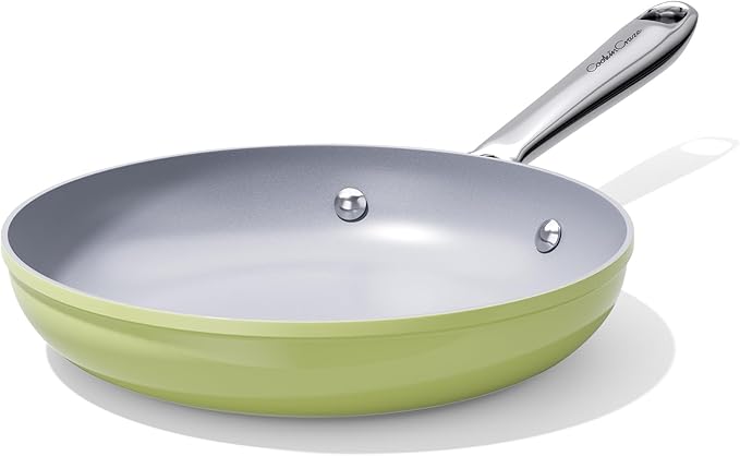 Nonstick Ceramic Frying Pan 8 Inch for Induction Cooktop - Non Toxic, PTFE/PFOA/PFAS Free, Oven & Dishwasher Safe up to 500°F - Non Stick Egg Skillet with Stay-Cool Handle - Olive Green