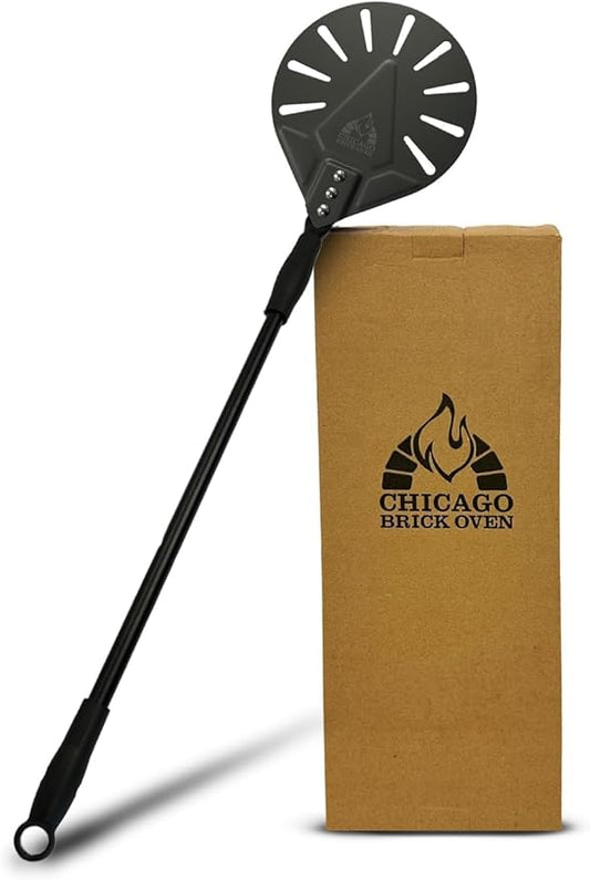 Turning Perforated Pizza Peel - 7" Diameter - 35" Overall Length - Premium Pizza Peel, Pizza Steel, 12 Inch for Professional and Home Use