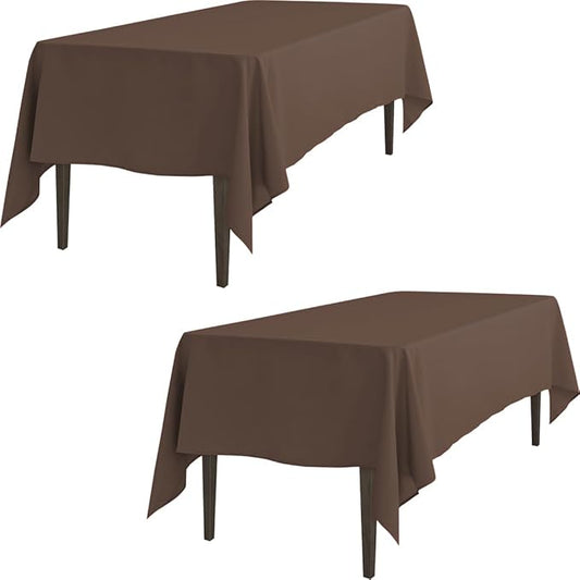 LTC LINENS 2 Pack Chocolate Rectangular Tablecloths 70 x 120 Inch for 6 or 8 ft Brown Rectangle Banquet Tables with Half-Drop - Stain and Wrinkle Resistant Polyester Cloth Table Covers for Parties