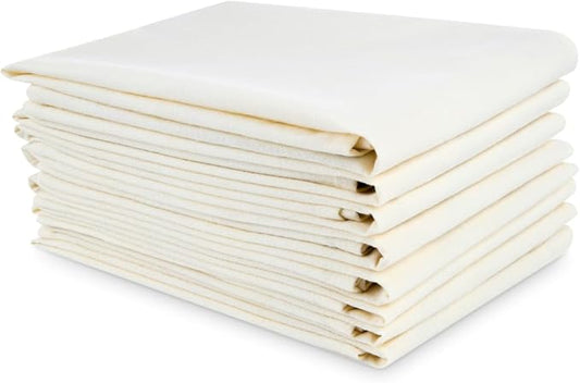 Organic Flour Sack Towels - 8 Pack, 27x27 inch, Natural, Unbleached, Lint-Free, White, Kitchen Towels