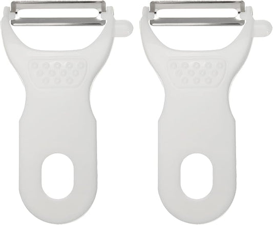 uxcell 2pcs Vegetable Peeler Set, 4.5 Inch Stainless Steel Potato Peeler for Apple Fruits White