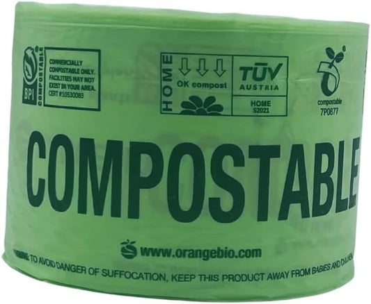 OrangeBio Certified Home Compostable Produce Bags, 250 Count, 14 x 18 Inches, Hold Up to 14 Lbs, ASTM D6400, EN 13432, US BPI & Europe OK Compost Home Certified