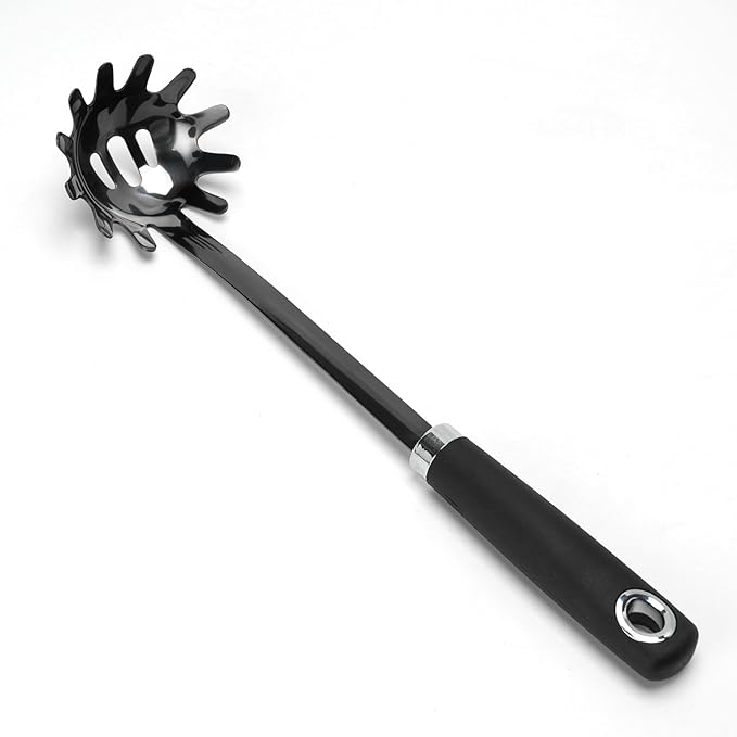 Stainless Steel Spaghetti Spoon - 12.6 Inch Pasta Spoon with Comfortable Grip Design -Metal Pasta Fork Pasta Server - Kitchen Gadgets Pasta Ladle Kitchen Tools