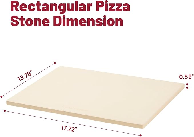 Professional Pizza Stone for Oven – 13.8x17.7 Inch Cordierite Baking Stone Board, Grill & BBQ Safe, Heavy Duty for Perfect Crust (35x45cm)