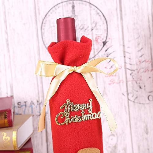hexiaoxiao 3pcs Christmas Wine Bottle Gift Bags Cute Merry Christmas Wine Bottle Covers with Ribbon for Holiday Party gift wine bags (Santa Snowman and elk)