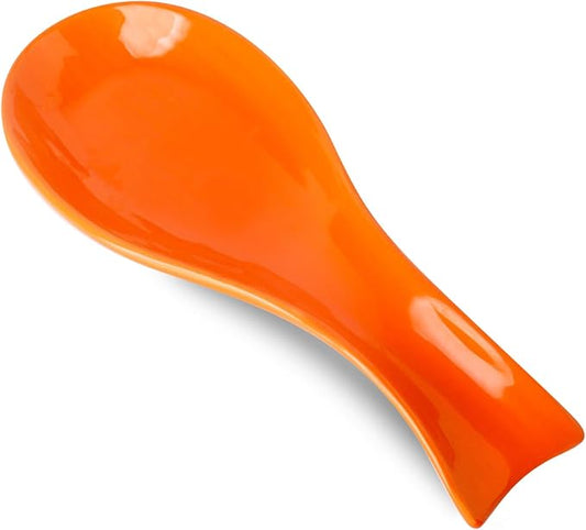 Hasense Spoon Rest for Stove Top, Cooking Spoon Holder for Kitchen Counter, Porcelain Utensil Rest for Spatula, Ladle and Tong, Modern Classic Kitchen Coffee Bar Decor, Orange