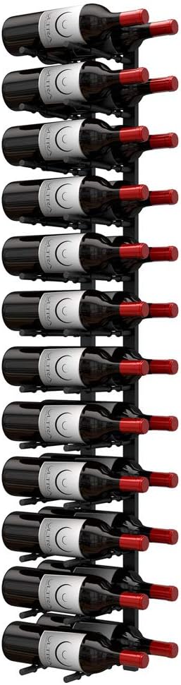 Ultra Wine Racks Wall Mounted Label-Out Wine Racks (4 Foot 2 Deep, Matte Black, 24 Wine Bottles) - Modern Metal Wine Storage, Modular Design for Home Bar, Kitchen, Dining Rooms, & Wine Cellars