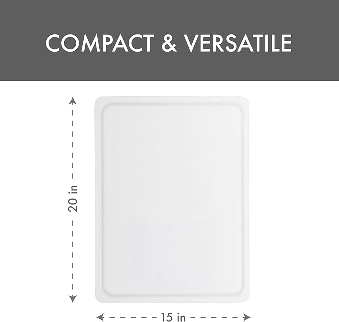 Dexas NSF Polysafe Pastry/Cutting Board with Well, 15 by 20 inches, White