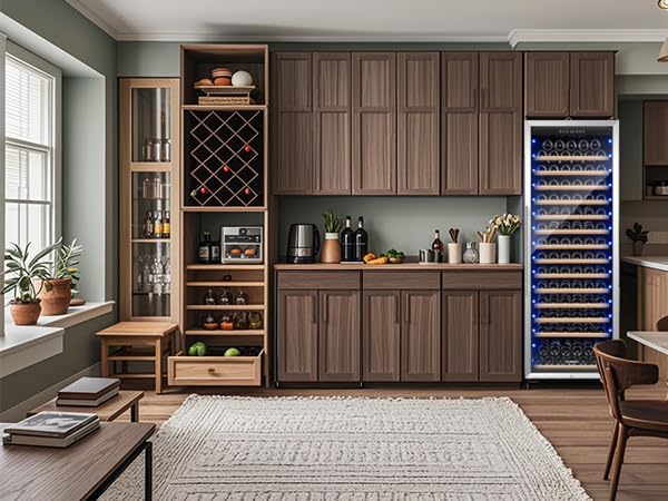 BODEGA 24 Inch Wine Cooler, 154 Bottle Refrigerator, Freestanding Wine Fridge with Intelligent Temperature Memory & Humidity Control, Upgraded Compressor, Quiet Operation