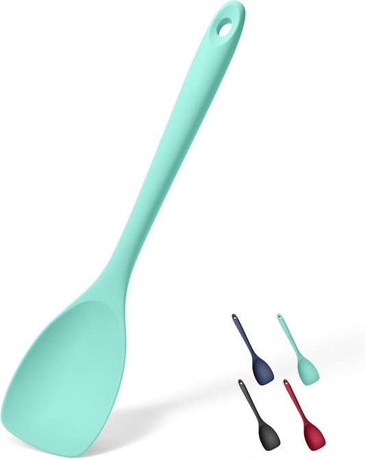 Doosu Silicone Spoon Spatula, 600ºF Heat-Resistant Food Grade Rubber Spoonula with Seamless Design, Non-Stick Flexible Scraper Kitchen Cooking Spoon Baking Tool for Mixing, Scraping (Aqua Sky)