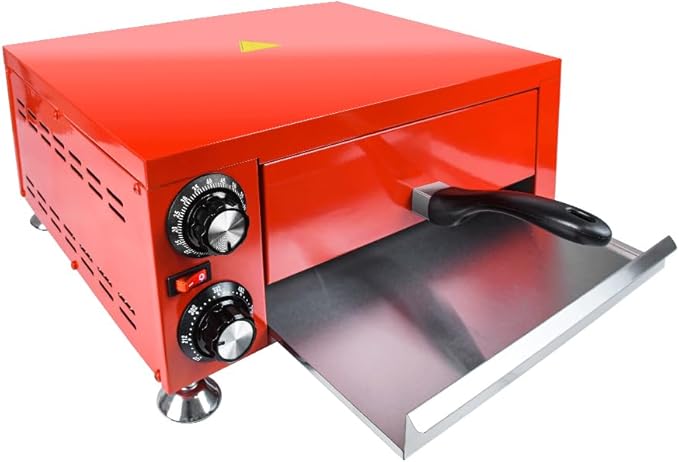 YOOKTEN Indoor Pizza Oven Countertop Electric 12" Commercial Stainless Steel Pizza Maker With 60 Minutes Timer, Red