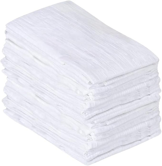 MF Premium White Flour Sack Towels 12-Pack, 28x28 Inch – 100% Cotton Kitchen Tea Towels for Baking, Cleaning, Cooking & Drying – Ultra Soft, Lint-Free, Absorbent & Reusable Dish Cloths