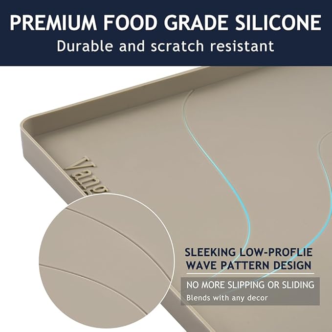 Heavy Duty Silicone Under Sink Mats for Kitchen Waterproof 31" x 19", Extra Thick Under Sink Rubber Mat Drip Tray, Raised Edge Under Sink Liner,Prevent Drips, Leaks, Spills,Brown