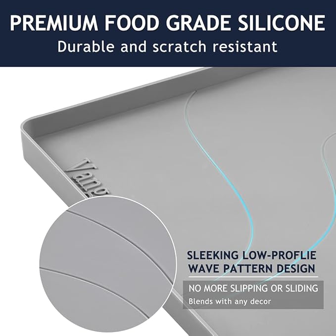 Heavy Duty Silicone Under Sink Mats for Kitchen Waterproof 40" x 19", Extra Thick Under Sink Rubber Mat Drip Tray, Raised Edge Under Sink Liner,Prevent Drips, Leaks, Spills,Grey