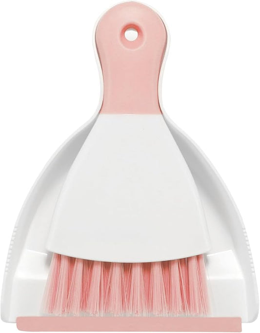 NACENA Mini Dustpan and Brush Set, Small Broom and Dustpan Set Dust Pan and Mini Hand Broom Dustpan and Broom Combo Compact for Home Table Keyboards Sofa Kitchen Pets, Pink