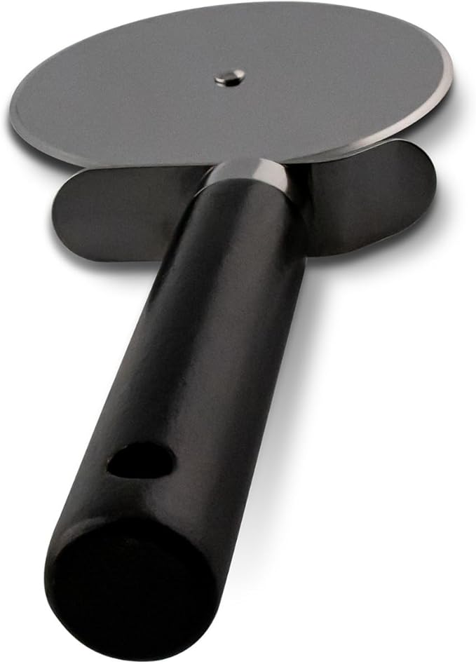 4 Inch Wheeled Pizza Cutter with Wood Handle - Sharp Stainless Steel Blade for Easy Slicing of Pizza, Bread, and Pastries