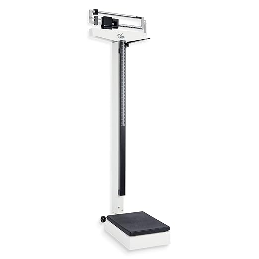 AdirMed Mechanical Physician Scale with Height Rod - Manual Measuring Scale - Eye-Level Display Dual Reading Die-Cast Beam with Two Sliding Weights & Retractable Height Rod