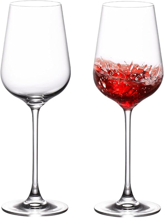 KAMMAK Wine Glasses Set of 2, 13.6 oz Hand Blown Crystal Bordeaux Wine Glasses, Thin Rim & Long Stem, Perfect for Red & White, Daily Use, Wedding Anniversary or Birthday Gift with Gift Box, S97CD43
