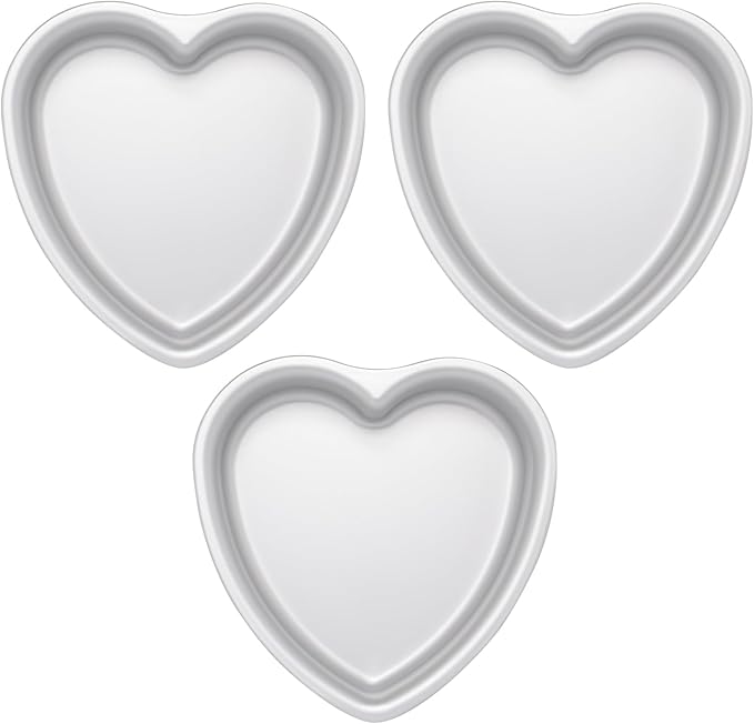 7 × 2 Inch heart cake pan,Set of 3 Aluminum Heart Cake Mold,Small Cake Pans, Heat Resistant Baking Cake Tins for Wedding, Party, Family Occasions, Chocolate. (7 × 2 Inch heart cake pan,Set of 3)