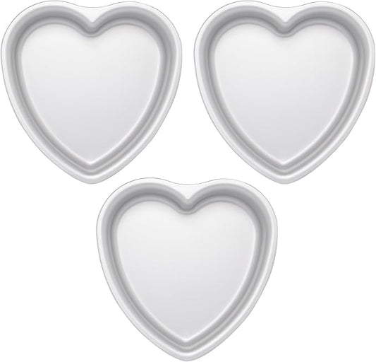 7 × 2 Inch heart cake pan,Set of 3 Aluminum Heart Cake Mold,Small Cake Pans, Heat Resistant Baking Cake Tins for Wedding, Party, Family Occasions, Chocolate. (7 × 2 Inch heart cake pan,Set of 3)