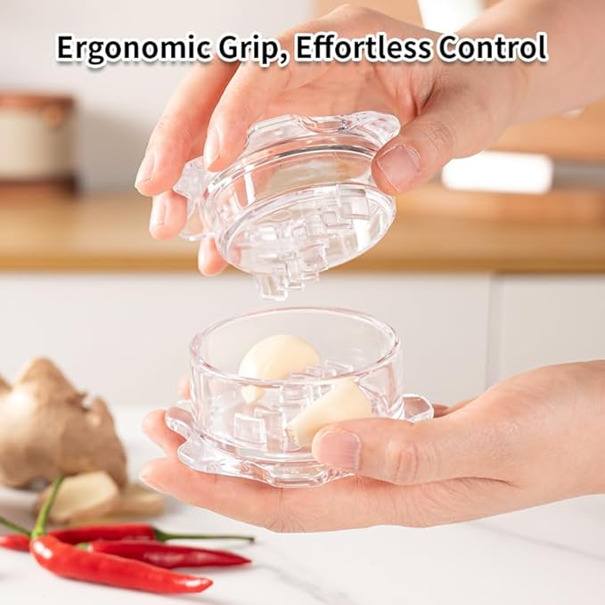 Garlic Twister Kitchen Tool – Manual Garlic Crusher & Ginger Grinder, Nut Chopper, Chili Pepper Mincer, Clear Acrylic Kitchen Utensil for Food Prep – BPA-Free, Easy to Use, Handheld Design