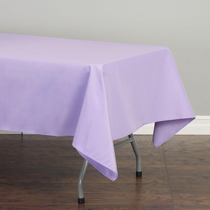 LTC LINENS 10 Pack Lavender Rectangular Tablecloths 60 x 126 Inch for 8 Feet Rectangle Banquet Tables with Half-Drop - Stain and Wrinkle Resistant Polyester Cloth Table Covers for Party, Wedding