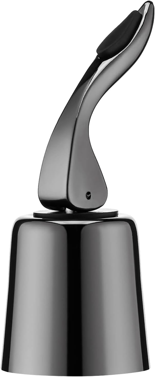 Wine Stoppers with Stainless Steel Vacuum Stopper and Silicone Reusable Corks, Leak Proof Keeps Wine Fresh, Suitable for Red & White Bottles (Black, 1 Pack)